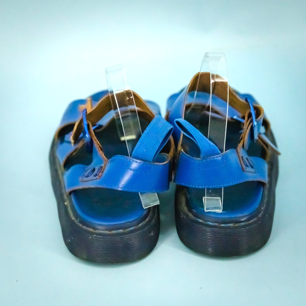 Dr. Doc Martens Size 8 Blue Leather Gryphon Lug Sole Strappy Buckle Sandals Shoe - Picture 6 of 8